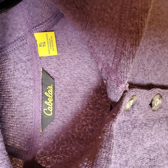 Cabela's Purple Hooded Sz. XL Sweater with Button Detail and Kangaroo Pockets - Picture 6 of 13